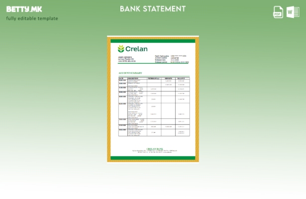 Модерен стил Белгија Crelan шаблон за извод од банка